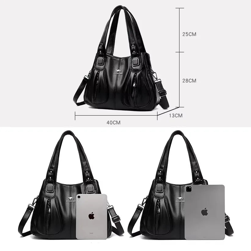 Luxury Women’s Leather Handbag – Large Capacity Shoulder & Crossbody Designer Bag