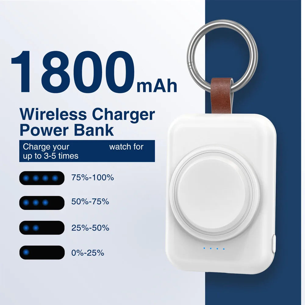 1800mAh Wireless Portable Charger - Keychain Power Bank for Samsung Galaxy Watch 3/4/5/6, Watch 5 Pro & Galaxy Watch Active 1/2
