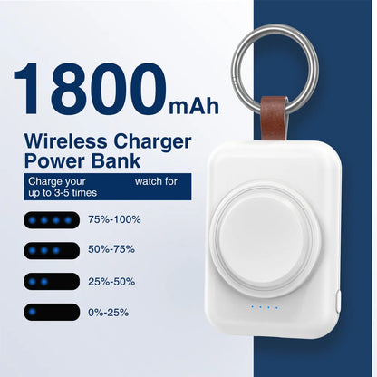 1800mAh Wireless Portable Charger - Keychain Power Bank for Samsung Galaxy Watch 3/4/5/6, Watch 5 Pro & Galaxy Watch Active 1/2