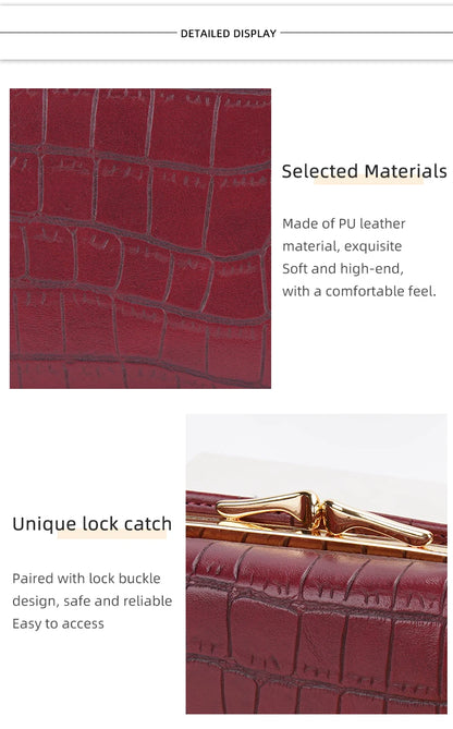 Baellerry Short Women’s Wallet — Crocodile Pattern Coin & Card Holder with Photo Slots, Hasp Purse for Girls