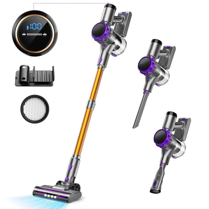 YISORA Cordless Vacuum Cleaner – 28Kpa Suction, 55 Min Runtime, Wireless with Touchscreen for Pet Hair & Carpet Cleaning