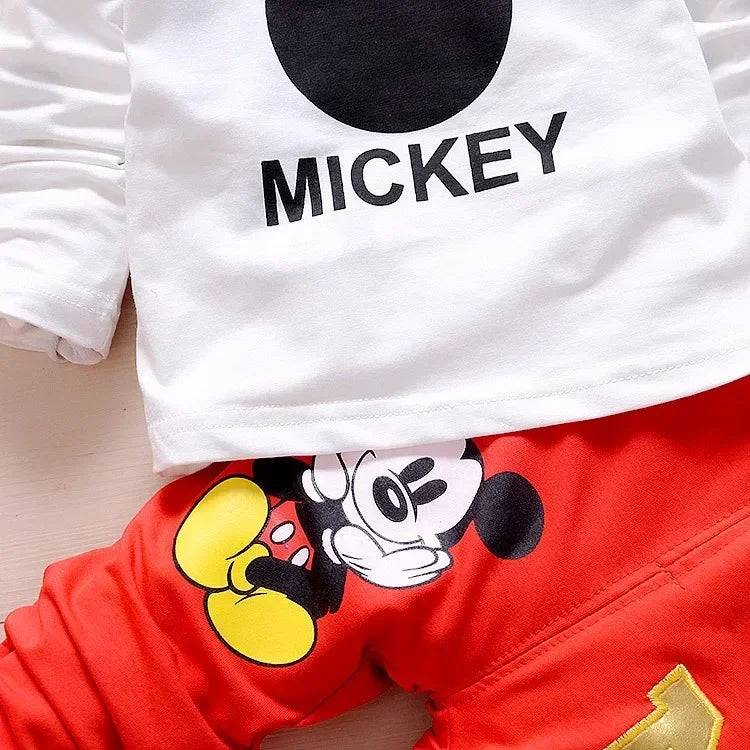 Boys Spring & Autumn Clothing Set – Mickey Cotton Hooded Coat, T-shirt & Pants 3PCS Casual Sportswear