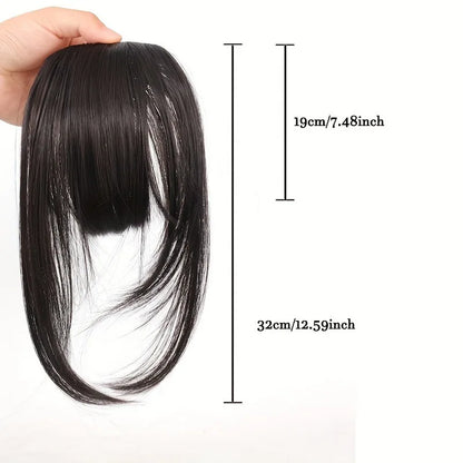 Synthetic Clip-In Bangs - Wispy Side Fringe Hairpiece in Dark Brown for Women