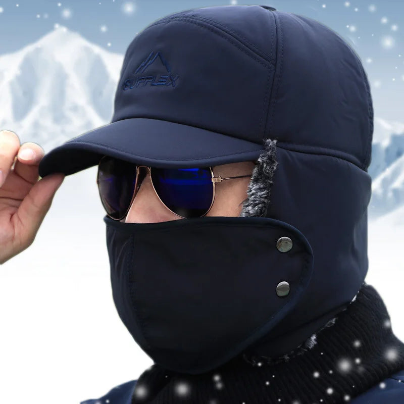 Thick Winter Warm Hat for Men and Women - Faux Fur Bomber Hat with Ear Flaps - Soft Thermal Cap for Outdoor Fishing and Skiing