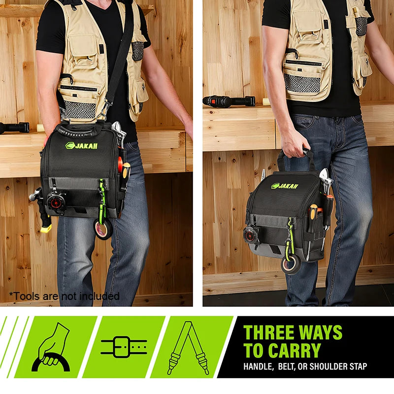 JAKAH JK-208 Electrician Tool Pouch - Multi-Pocket Ergonomic Tool Bag with Padded Shoulder Strap