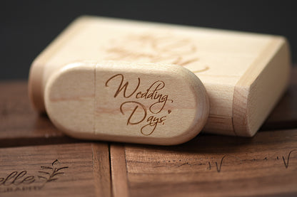 Custom Logo Wooden USB 2.0 Flash Drive with Box – 4GB 16GB 32GB 64GB Memory Stick for Wedding Photography Gifts