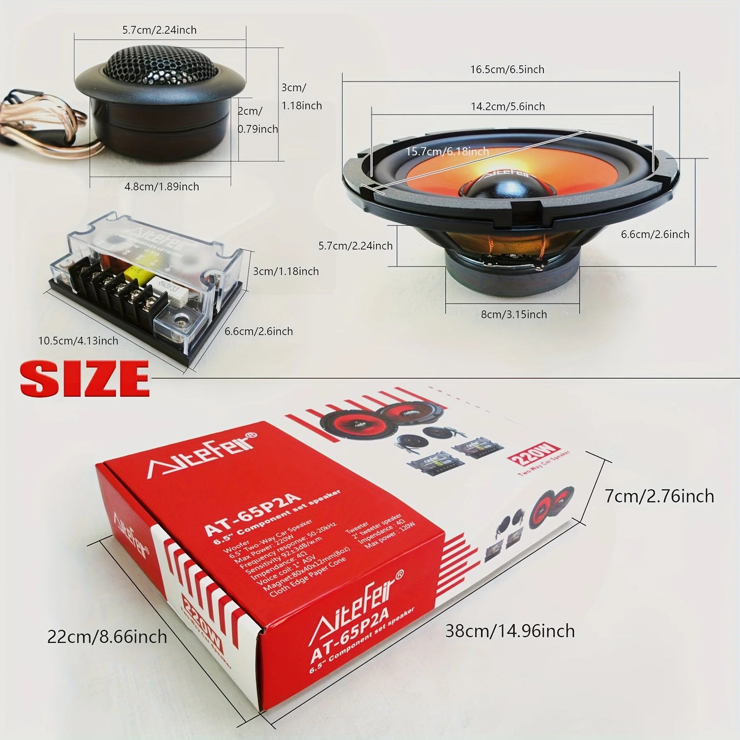 Universal 6.5-Inch Car Coaxial Speakers 440W - 2-Way Audio Upgrade Kit with Passive Crossover