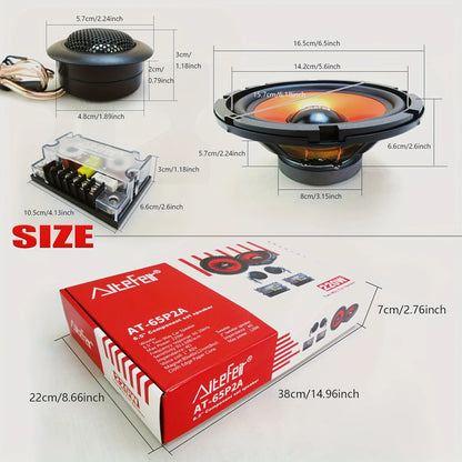 Universal 6.5-Inch Car Coaxial Speakers 440W - 2-Way Audio Upgrade Kit with Passive Crossover