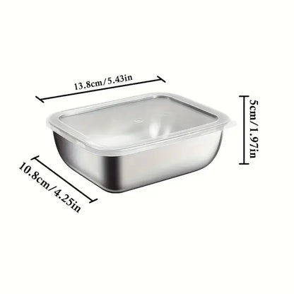 5-Piece Stainless Steel Food Storage Containers - Stackable Meal Prep Boxes for Kitchen, Fridge, Lunch & Travel