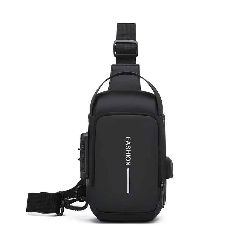Durable Oxford Fabric Men’s Sling Bag — Stylish Motorcycle Crossbody Chest Pack with Phone Pocket & Zip Closure for Daily Commute
