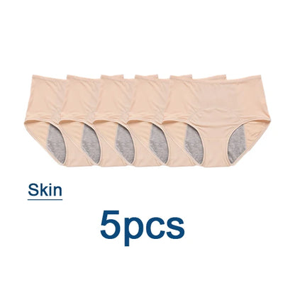 5-Pack Women’s Leak-Proof Menstrual Panties – Plus Size L-8XL Waterproof Period Underwear