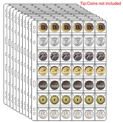 42 Pocket Coin Collection Pages - 9 Hole Coin Sleeves for Collectors, Stamps, Badges & Hobby Storage