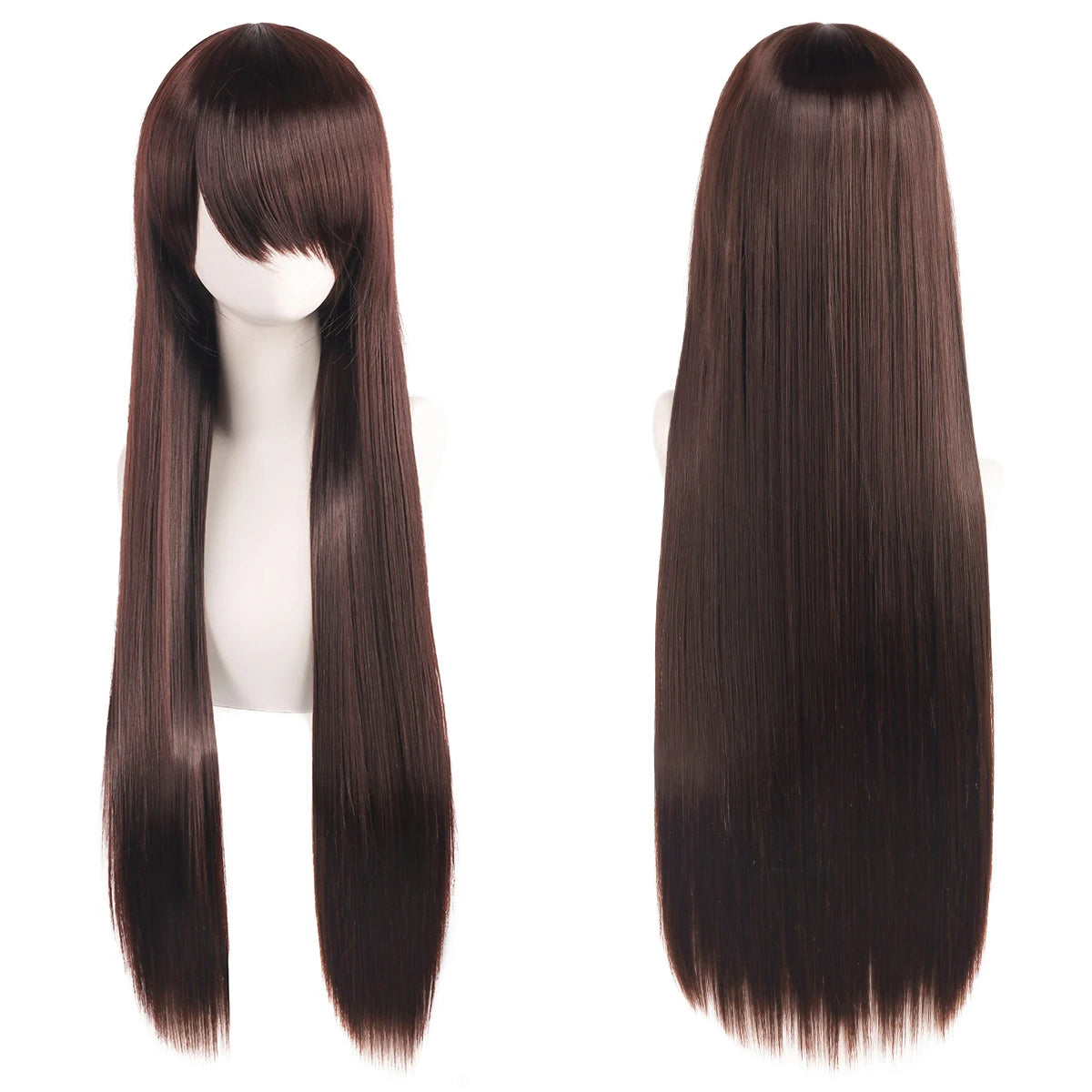 80cm Long Cosplay Wig - Synthetic Straight Hair with Bangs for Lolita Anime Costume Party Styling
