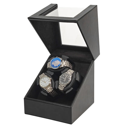 Universal Watch Winder Box - 3 Position Smart Winding Mechanism with LED Light Sensor Silent Motor USB Watch Storage Case