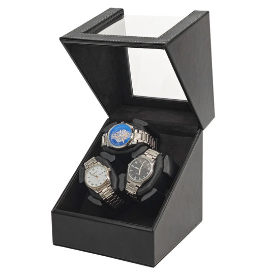 Universal Watch Winder Box - 3 Position Smart Winding Mechanism with LED Light Sensor Silent Motor USB Watch Storage Case