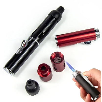New Metal Long Pen Spray Lighter — Blue Flame Igniter for Aromatherapy, Portable Loop Inflatable Lighter & Cigarette Accessories