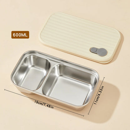 WORTHBUY 304 Stainless Steel Lunch Box with Lid — Portable Leak-Proof Stackable Bento Box for Fruit, Salad, and Food Storage, Ideal for Students
