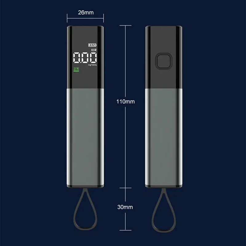 Digital Alcohol Breathalyzer Tester – Rechargeable Breath Alcohol Detector with Digital Display and Lanyard