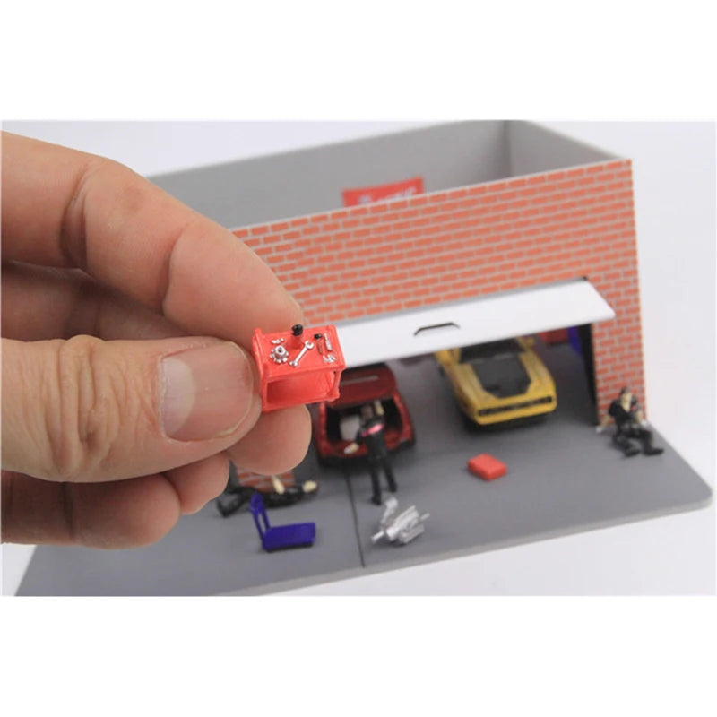 RM 1:64 Automotive Repairman & Tools Micro Mini Figure Model — Diecast Scene Collectible
