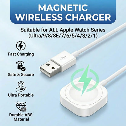 Apple Watch Magnetic USB Charger Cable - Portable Wireless Charging for Apple Watch Series 2–11, SE, SE 2 and Ultra Models