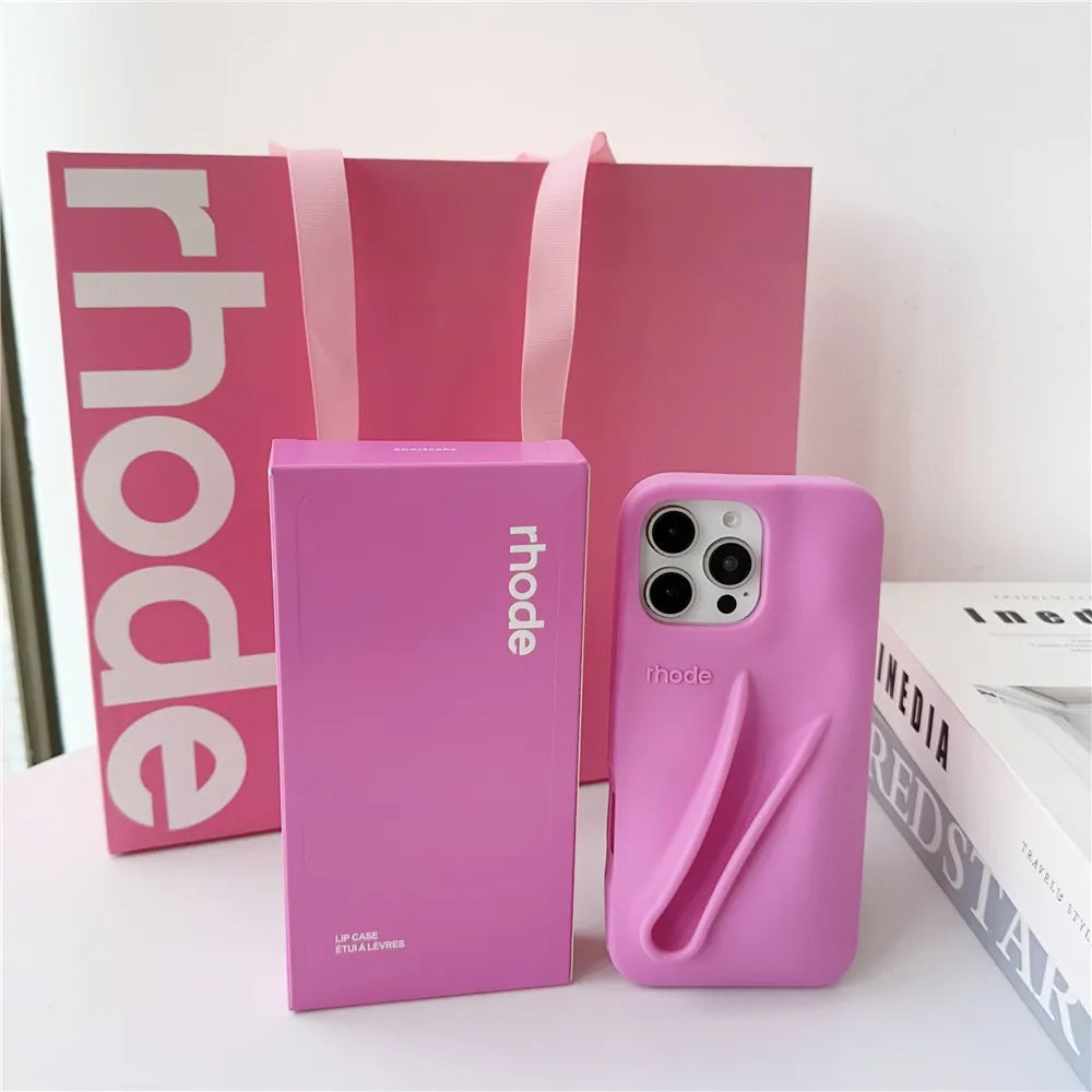 Rhode Bag iPhone Case - Lip Gloss Style Silicone Stand Cover for iPhone 17 Air 16 15 14 13 12 Pro Max Plus 16E