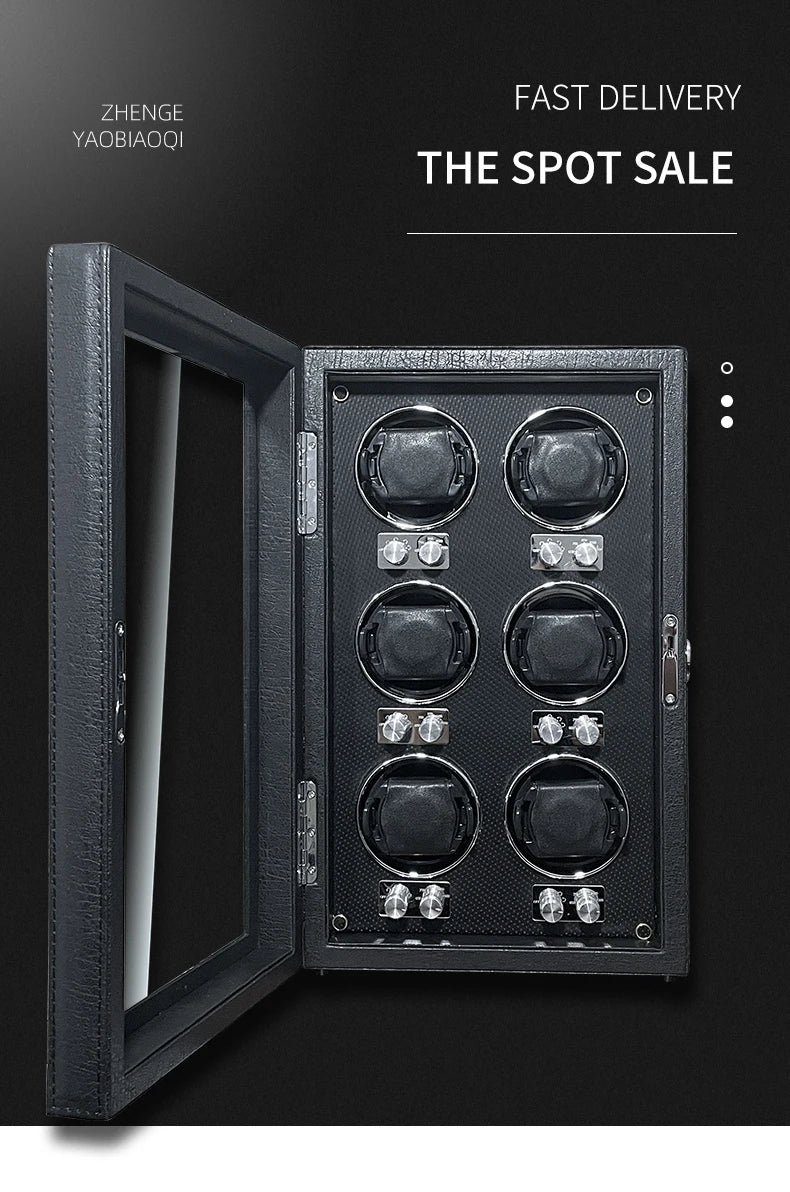 IBBETON Luxury Wood Watch Winder – High-End Automatic Watch Box (2/4/6 Slots) with Mabuchi Mute Motor & Storage Cabinet