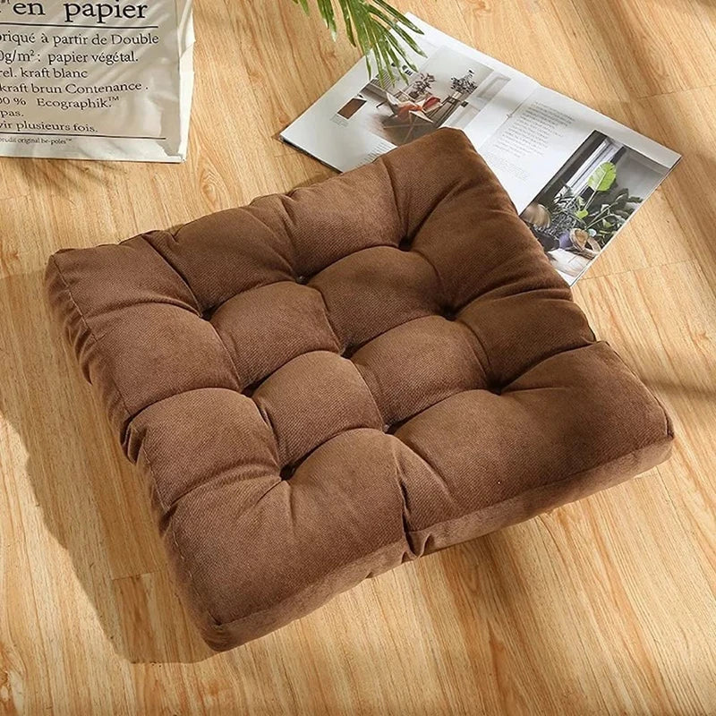 Square Floor Pillow Cushion – Thick Tufted Seat Pad for Meditation, Yoga, Kneeling, and Balcony Seating