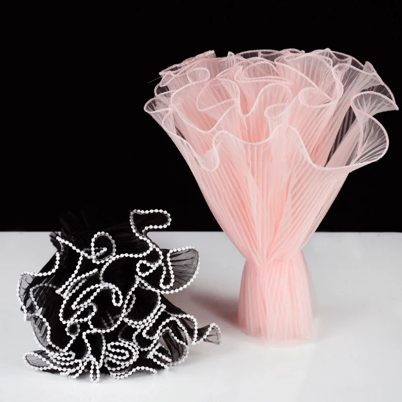 Tulip & Rose Pearl Mesh Tulle Roll — Flower Bouquet, Bobo Balloon, Birthday, Wedding & Anniversary Gift Wrapping
