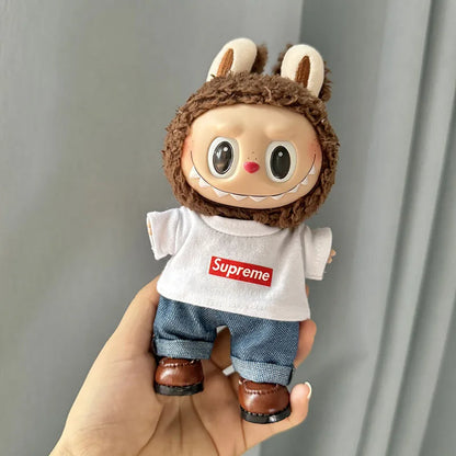 17cm Lovely Labubu Doll Clothes - First & Second Generation Supreme Clothing Set, Multi-Color Outfits