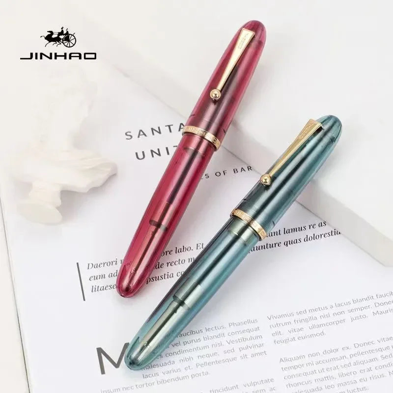 Luxury JinHao 9019 Dadao Fountain Pen – Transparent Acrylic Spin Design, 40mm Nib for Office & School Writing Supplies
