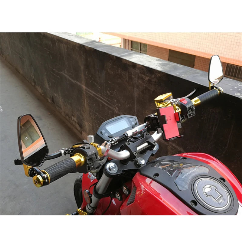 1 Pair 7/8" (22mm) Aluminum Bar End Rearview Mirrors – Universal Handlebar Side Mirrors for Motorcycles & Bikes