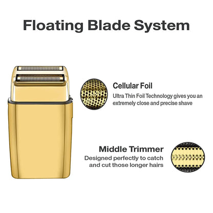 Professional Replacement Foil & Blade Set for BaByliss PRO FXFS2 Cordless Double Foil Shaver – Gold Barber Shaver Parts