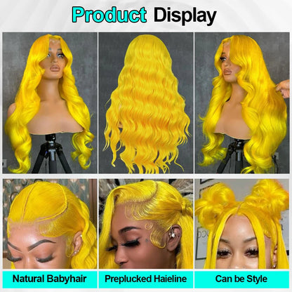 Light Yellow 613 HD Lace Frontal Wig – 13x6 Transparent Lace, Body Wave 200% Density Human Hair Wig for Women