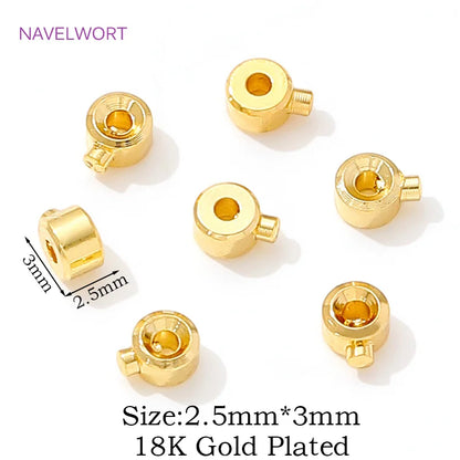 18K Gold Plated Round Crimp Beads — Brass Jewelry Making Supplies for DIY Bracelets & Accessories