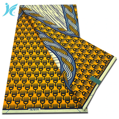Classic African Wax Fabric - 100% Cotton Soft Ankara Pagne for Women's Dresses