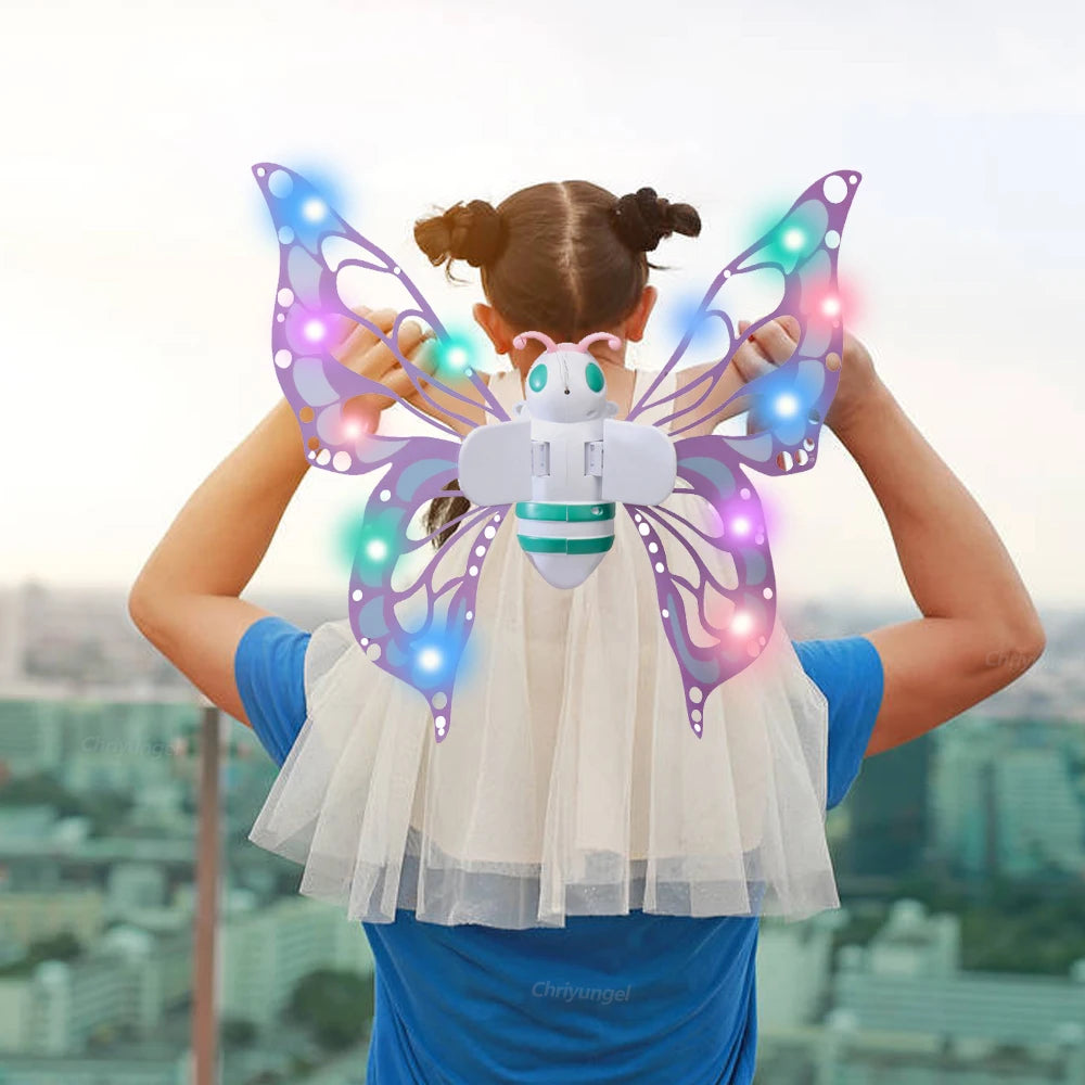 Electric Butterfly Fairy Wings with Lights — Moving Elf Angel Wings for Kids Cosplay & Dress Up