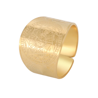 Dawapara 7 Archangels Protection Ring – Metatron Cube, Lilith Symbol, King Solomon Secrets Vintage Amulet Jewelry