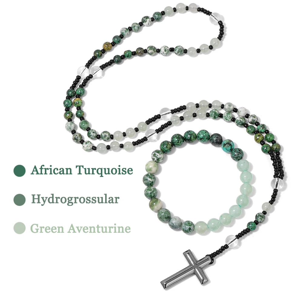 6mm Tiger Eye Rosary Beads Necklace – Catholic Jesus & Virgin Mary Pendant Long Knotted Chain Religious Jewelry for Men & Women