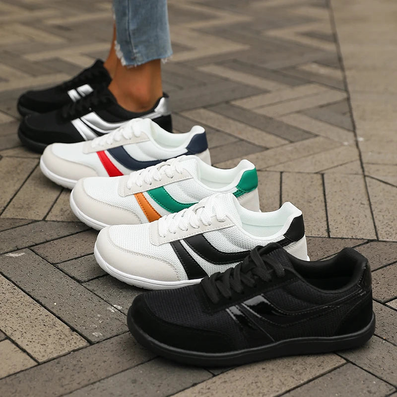 Wide Toe Barefoot Canvas Sneakers – Breathable Mesh Casual Flat Shoes for Women & Men Fashion Comfort Walking Footwear