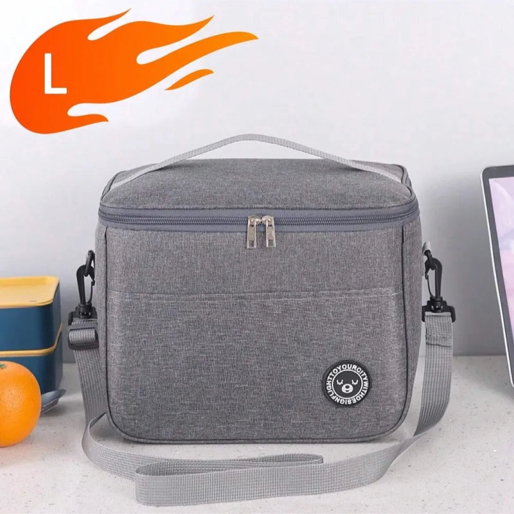 Insulated Handheld Lunch Bag with Shoulder Strap – Thickened Waterproof Student Lunch Box Tote