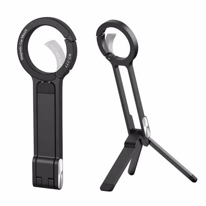 Metal Magnetic Phone Tripod – Carabiner & Desk Mount for iPhone 13–16, Dual-Sided Portable Holder