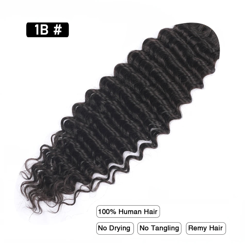 Pre-Colored Brazilian Deep Wave Bulk Human Hair - No Weft, Remy Hair Extensions, 14-28 Inch for Crochet Braids