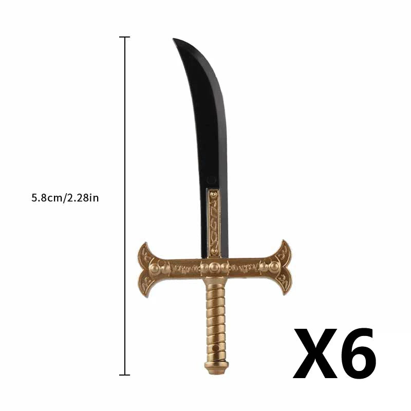 Medieval Figure Weapons Building Blocks Kit – King Sword, Lion Shield, Trident & Double-Edged Axe Battle Toy