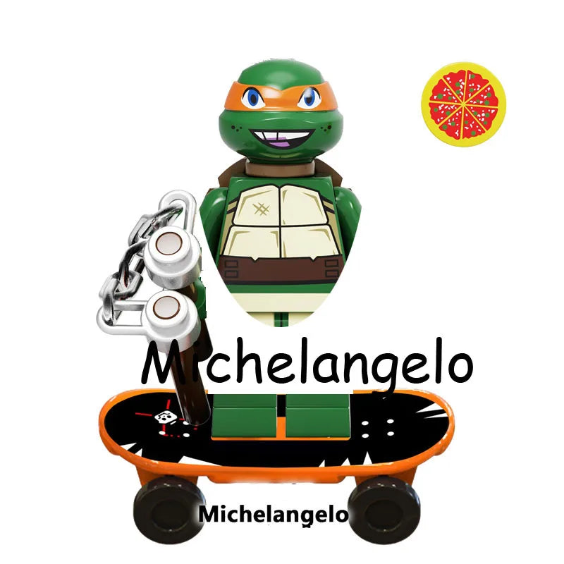 Ninja Turtles Building Block Action Figures – Leonardo, Raphael, Michelangelo, Donatello, Shredder & Splinter Cartoon Movie Toy Set