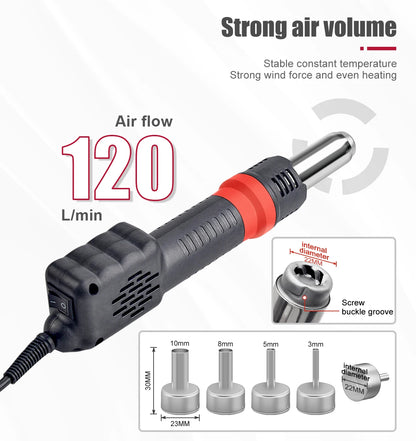 JCD Micro Hot Air Gun 8208 – 750W Soldering & Welding Rework Station, LCD Display All-in-One Heat Gun for BGA & IC Soldering