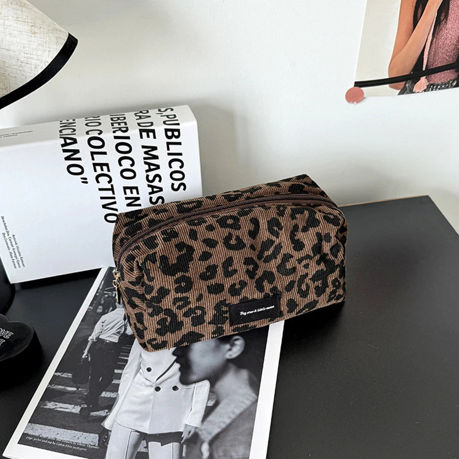 Leopard Print Makeup Bag - Large Capacity Cosmetic Organizer & Lipstick Storage Pouch