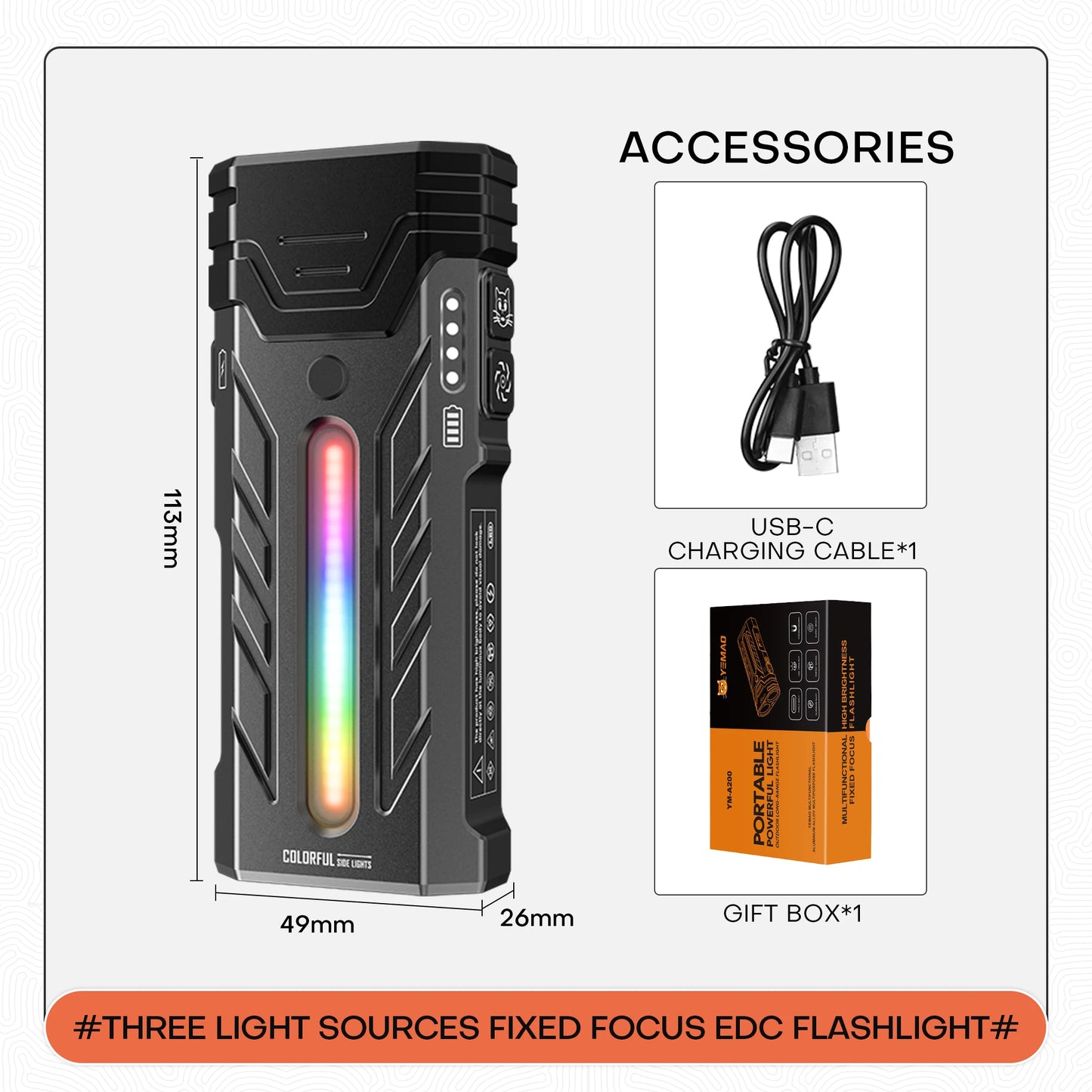 5200LMS Multi-Functional Portable LED Flashlight – Magnetic Torch for Hiking, Camping & Outdoor Adventures