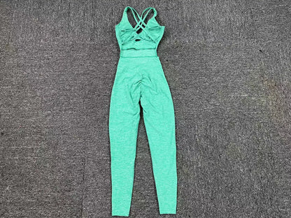 Women’s Black Sporty Jumpsuit – 2025 Workout Yoga Gym Set with Push-Up Fitness Overalls