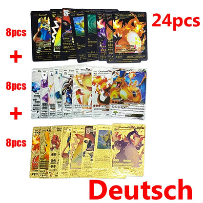 Pokemon Rainbow Gold & Silver VMAX GX Cards – Collectible Battle Trainer Cards in Spanish, English & French, Kids Toy Christmas Gift