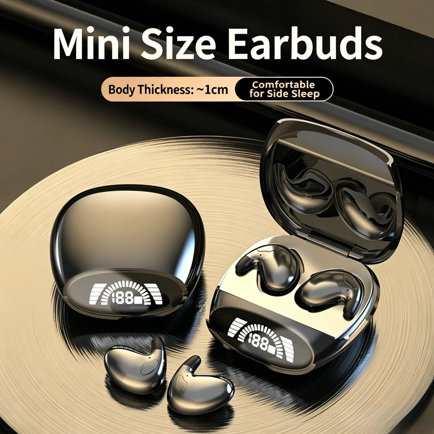 Ultra-Thin Sleep Earbuds - Lightweight Invisible Design with Ergonomic Side-Sleep Fit & Built-In Mic